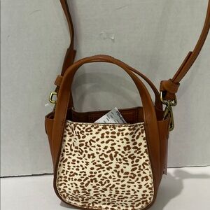 Madewell Brown Crossbody Bag with Leopard Print